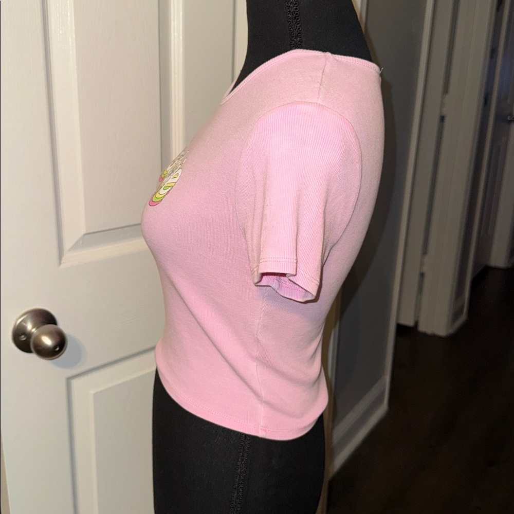 🖤FOREVER 21 X BARBIE PINK RIBBED CROP TOP SIZE M🖤 - Picture 3 of 7